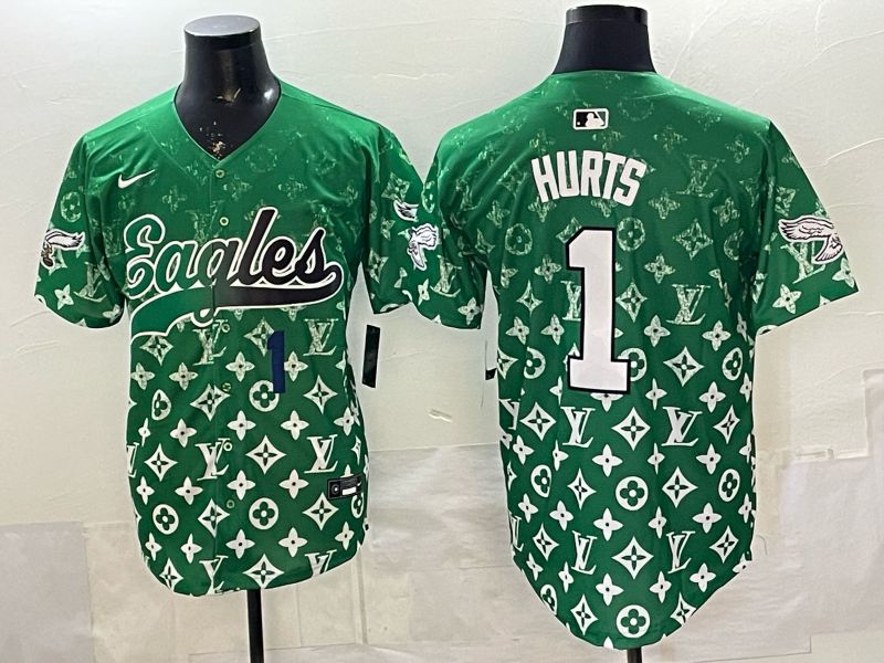Men 2026 Philadelphia Eagles #1 Hurts Green Nike Limited NFL Jersey style 0005